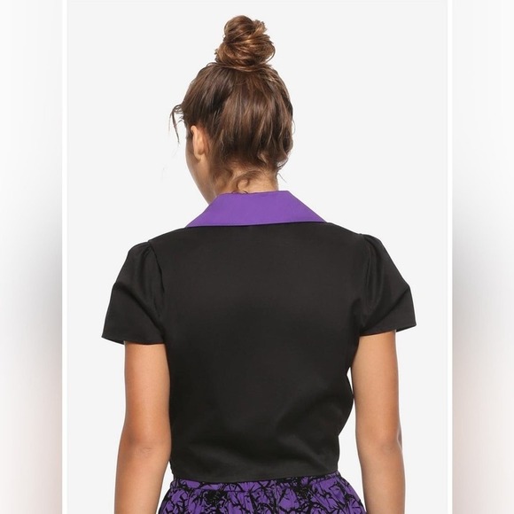 Disney Hot Topic Sleeping Beauty Maleficent Embroidered Crop Button-Up $29.90 - Picture 2 of 8